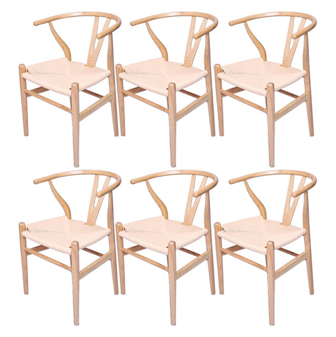Silla auxiliar de cocina contemporánea de madera con cojín de color, sillón de comedor Wishbone