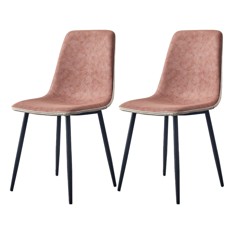 Macaron color Scandinavian Dining room Chair Leather Solid Back Side Chair