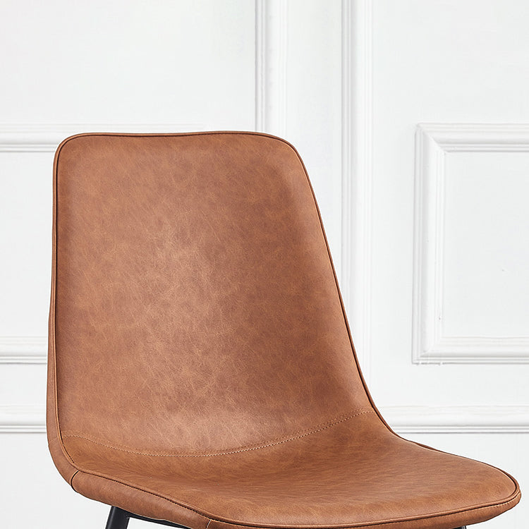 Macaron color Scandinavian Dining room Chair Leather Solid Back Side Chair