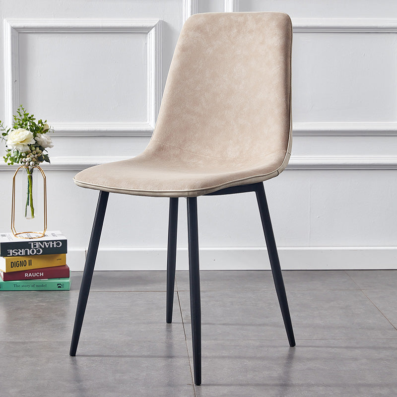 Macaron color Scandinavian Dining room Chair Leather Solid Back Side Chair
