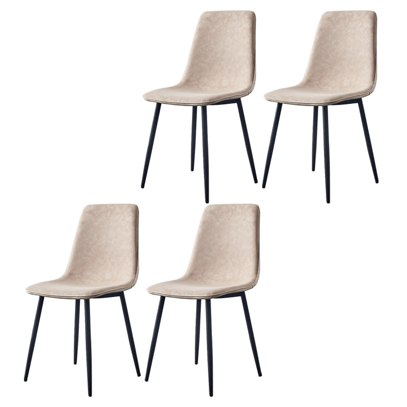 Macaron color Scandinavian Dining room Chair Leather Solid Back Side Chair