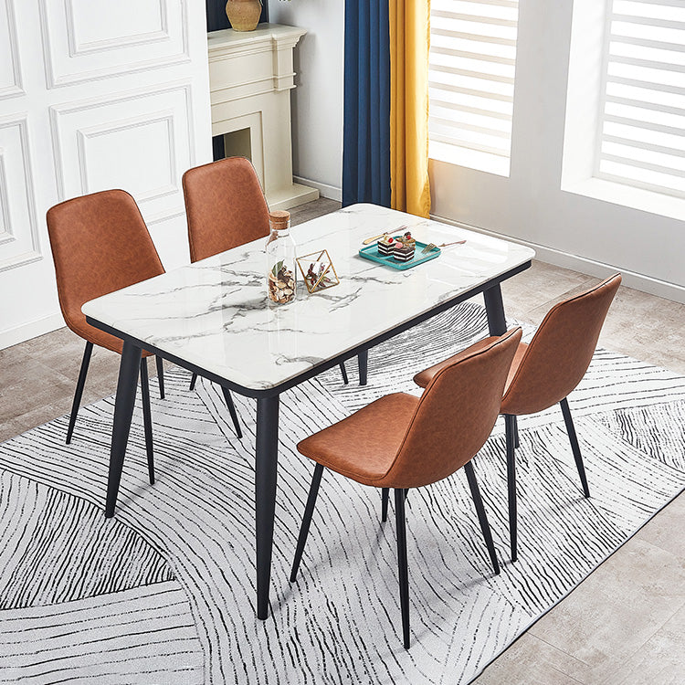 Macaron color Scandinavian Dining room Chair Leather Solid Back Side Chair