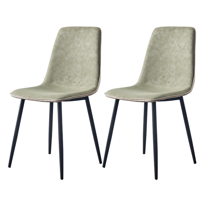 Macaron color Scandinavian Dining room Chair Leather Solid Back Side Chair