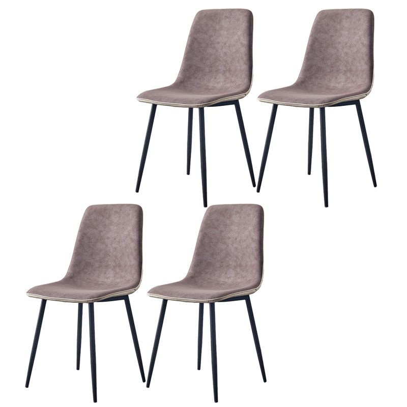 Macaron color Scandinavian Dining room Chair Leather Solid Back Side Chair