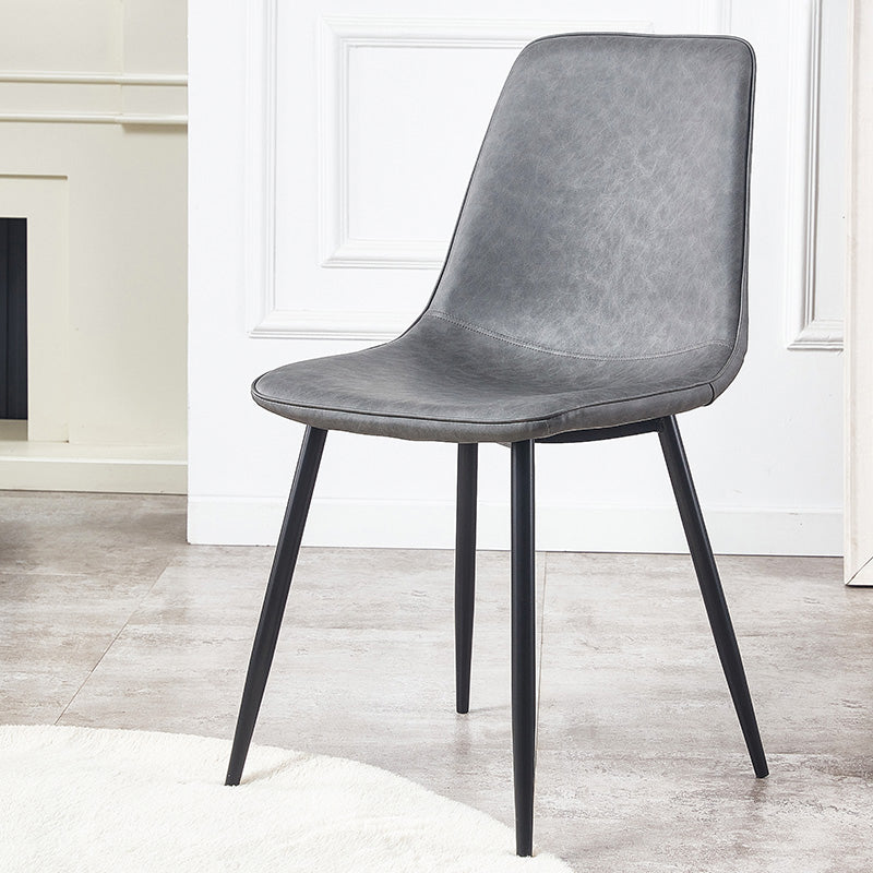 Macaron color Scandinavian Dining room Chair Leather Solid Back Side Chair