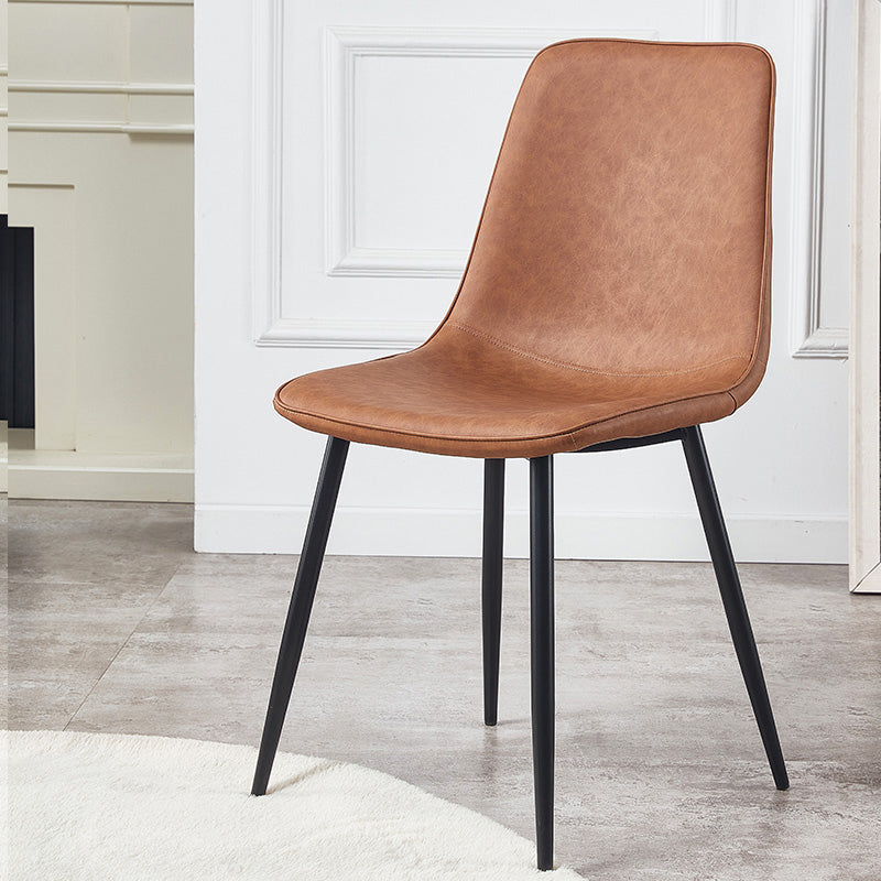 Macaron color Scandinavian Dining room Chair Leather Solid Back Side Chair