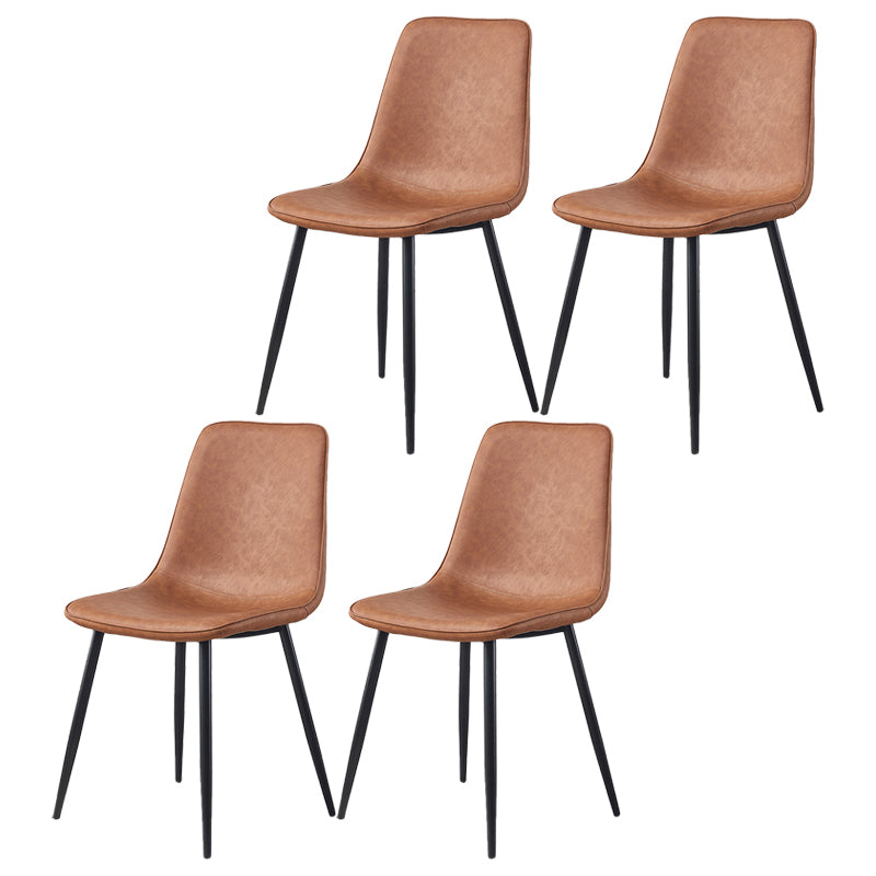 Macaron color Scandinavian Dining room Chair Leather Solid Back Side Chair