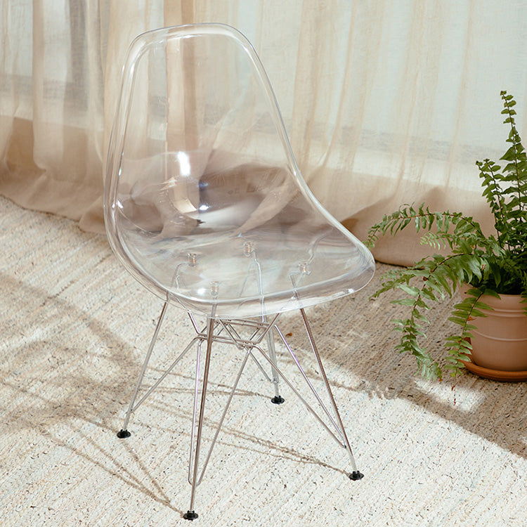 Modern Contemporary Plastic Armless Dining Chairs Solid Dining Chairs