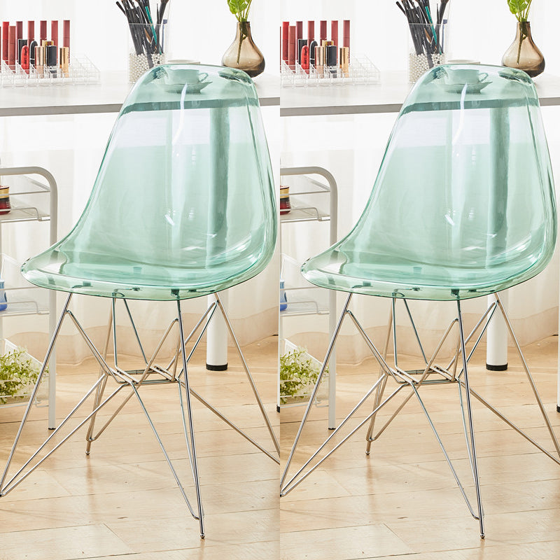 Modern Contemporary Plastic Armless Dining Chairs Solid Dining Chairs