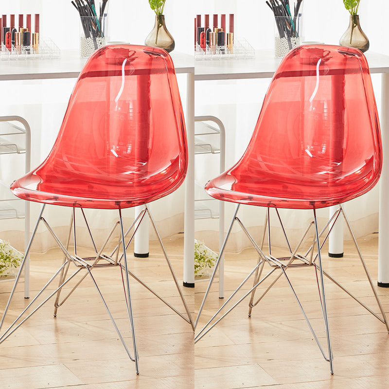 Modern Contemporary Plastic Armless Dining Chairs Solid Dining Chairs