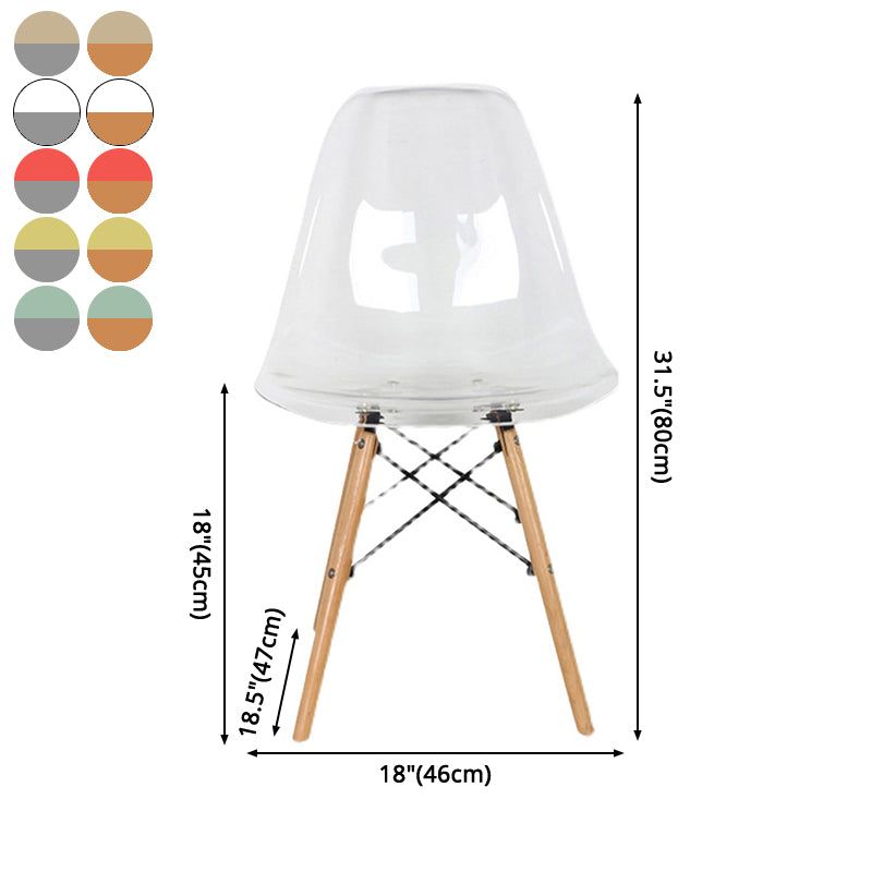 Modern Contemporary Plastic Armless Dining Chairs Solid Dining Chairs