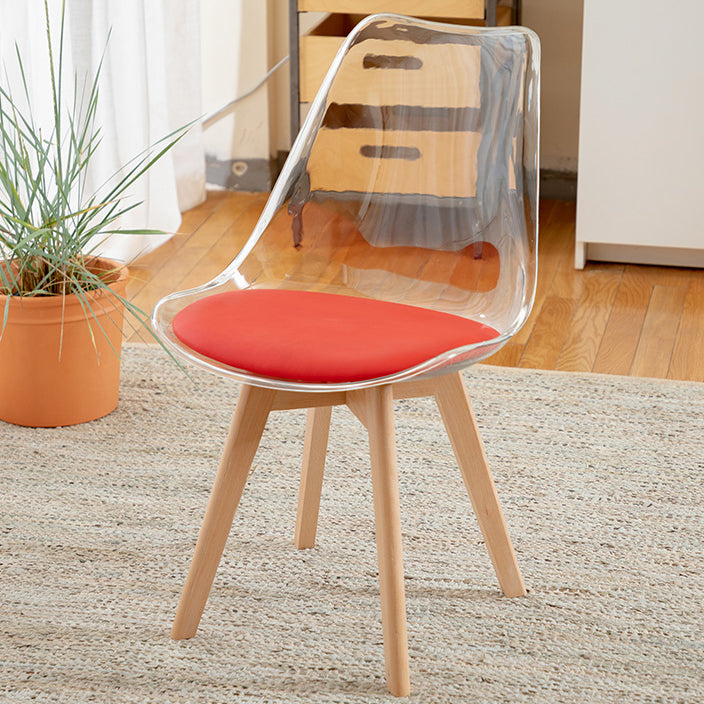 Modern Style Indoor-Outdoor Plastic Side Chair Set Clear Stack Dining Chair