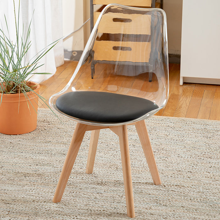 Modern Style Indoor-Outdoor Plastic Side Chair Set Clear Stack Dining Chair