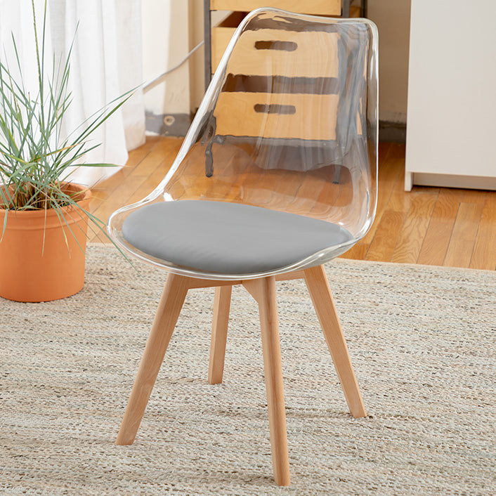 Modern Style Indoor-Outdoor Plastic Side Chair Set Clear Stack Dining Chair