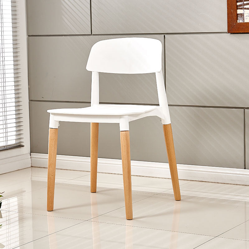 Modern White Opening Back Dining Side Chair Wood Kitchen Dining Side Chair