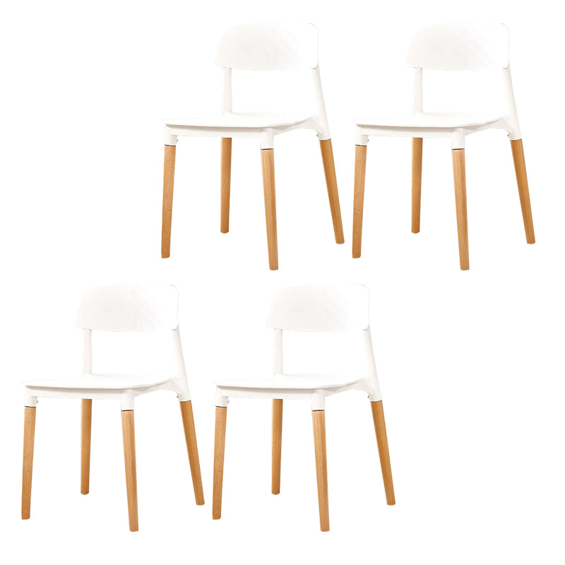 Modern White Opening Back Dining Side Chair Wood Kitchen Dining Side Chair