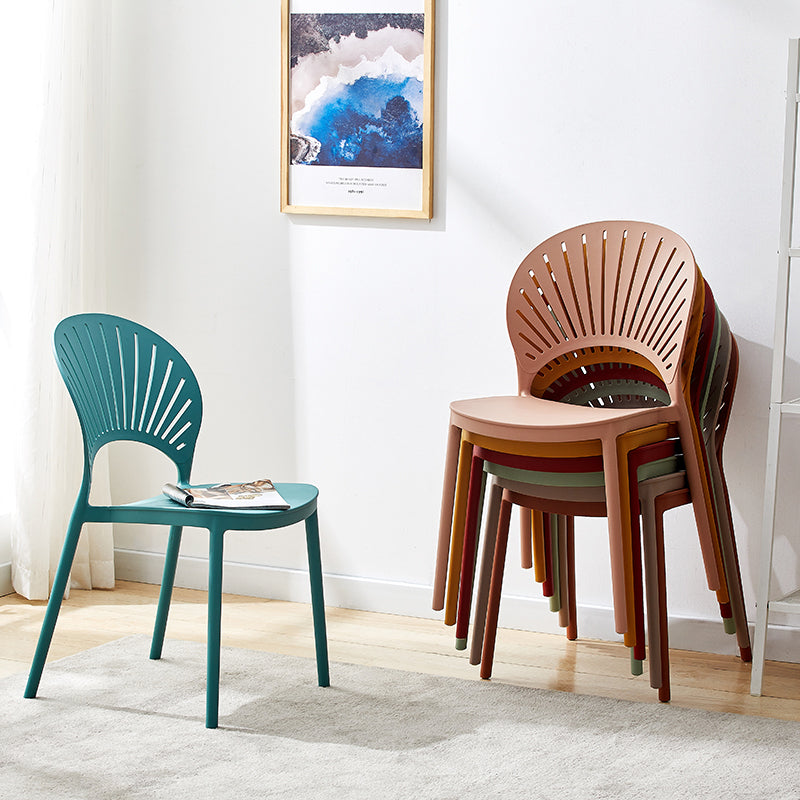 Plastic Modern Style Indoor-Outdoor Chair Open Back Dining Side Chairs