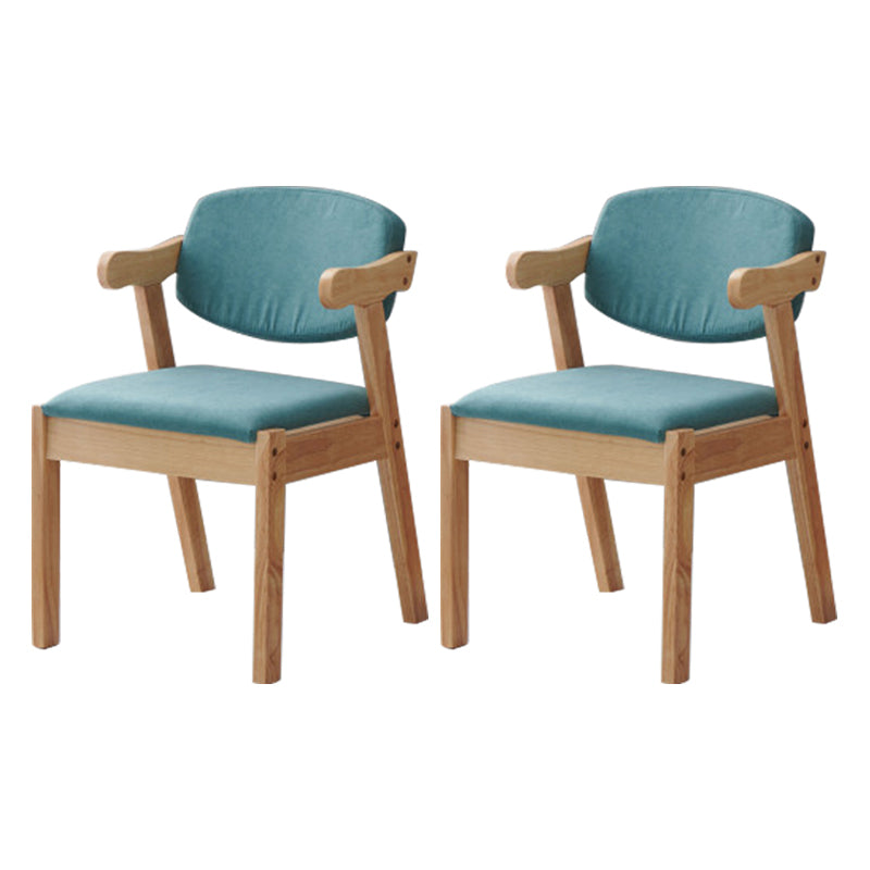 Fauteuil de salle à manger moderne en bois avec coussin de couleur, chaise d'appoint à dossier ouvert