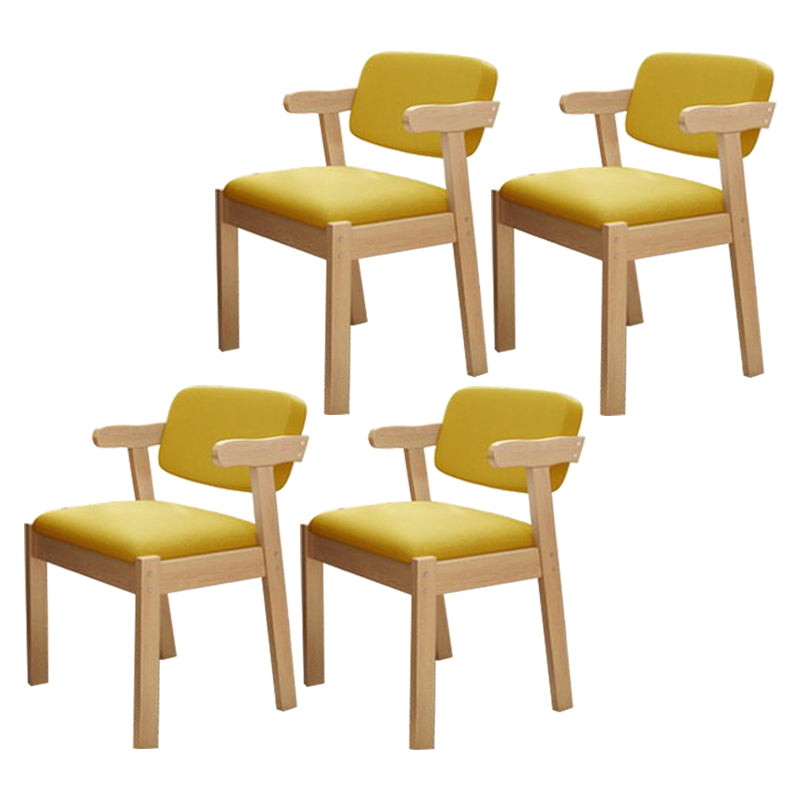 Fauteuil de salle à manger moderne en bois avec coussin de couleur, chaise d'appoint à dossier ouvert