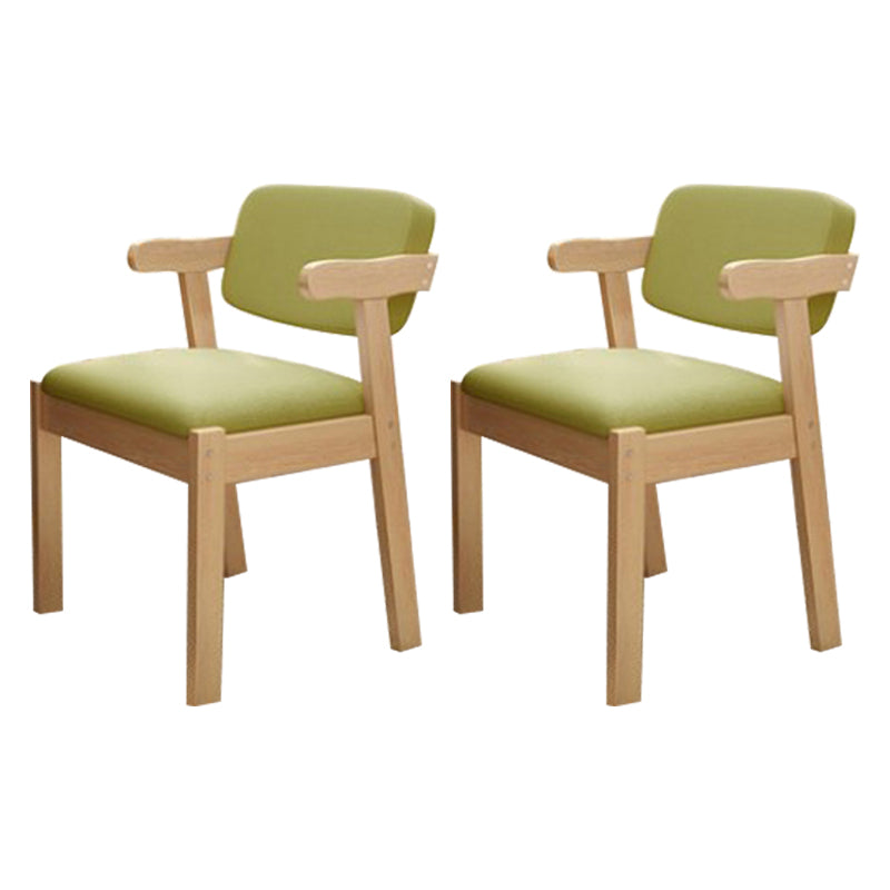 Fauteuil de salle à manger moderne en bois avec coussin de couleur, chaise d'appoint à dossier ouvert