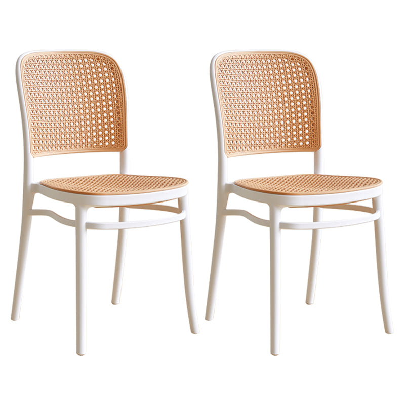 Chaises de salle à manger sans bras modernes, chaise latérale à dossier ouvert en plastique pour café-bar