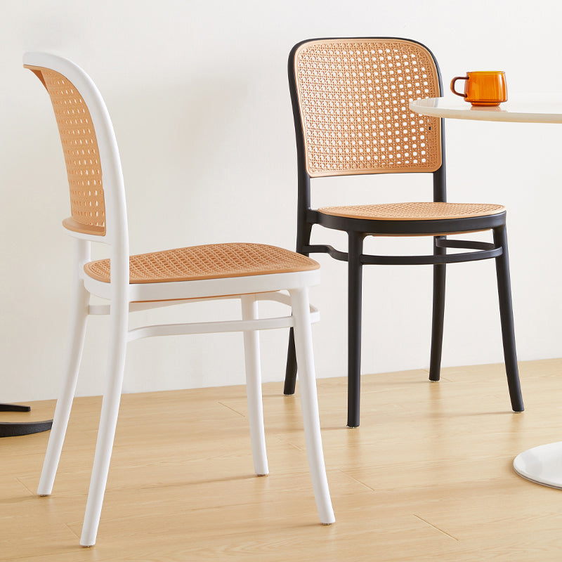 Chaises de salle à manger sans bras modernes, chaise latérale à dossier ouvert en plastique pour café-bar
