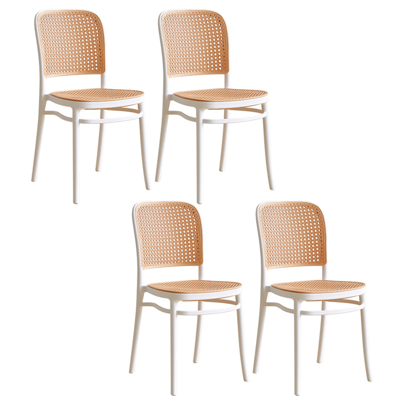 Chaises de salle à manger sans bras modernes, chaise latérale à dossier ouvert en plastique pour café-bar