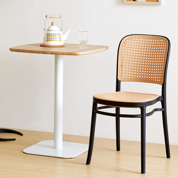 Chaises de salle à manger sans bras modernes, chaise latérale à dossier ouvert en plastique pour café-bar