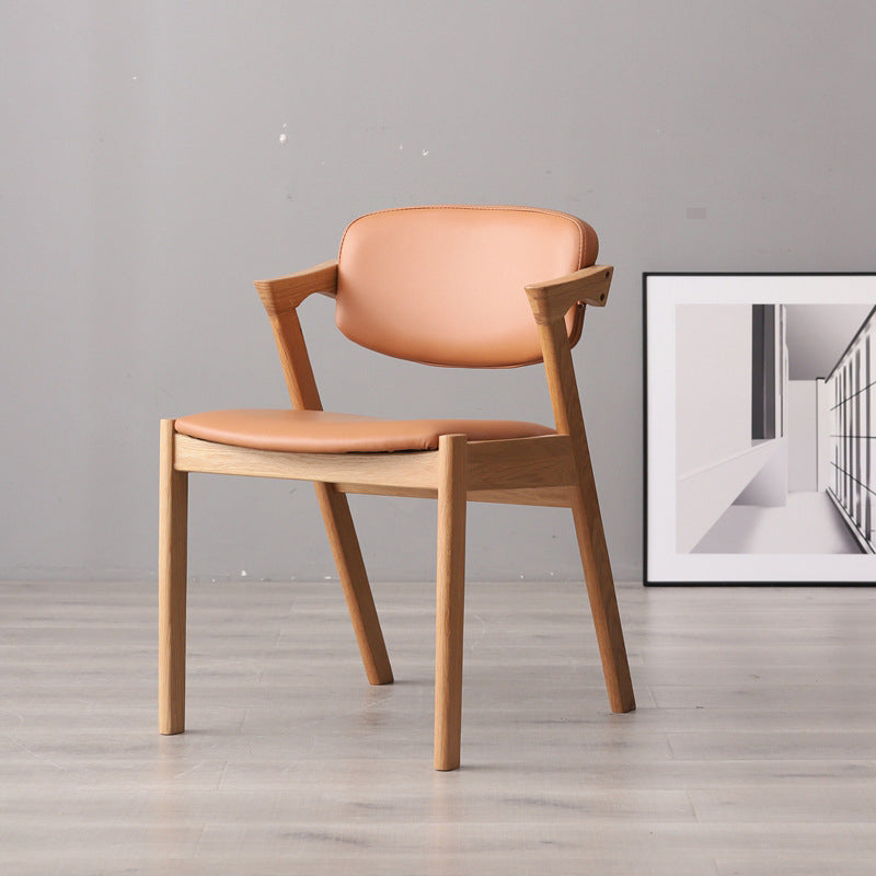 Silla de comedor de madera maciza de estilo moderno, silla de comedor con respaldo abierto para uso doméstico