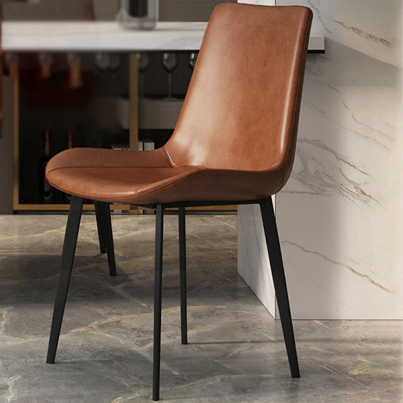 Sillas de comedor de cuero con respaldo sólido de estilo industrial para uso doméstico (juego de 2)