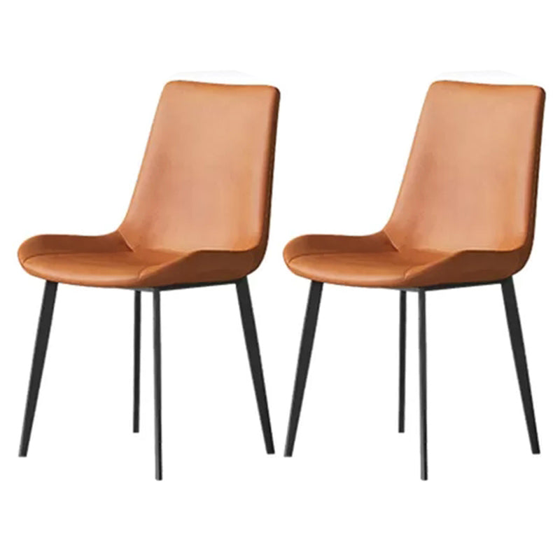Sillas de comedor de cuero con respaldo sólido de estilo industrial para uso doméstico (juego de 2)