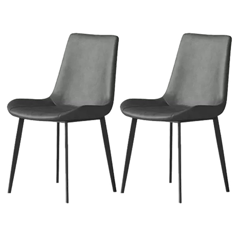 Sillas de comedor de cuero con respaldo sólido de estilo industrial para uso doméstico (juego de 2)