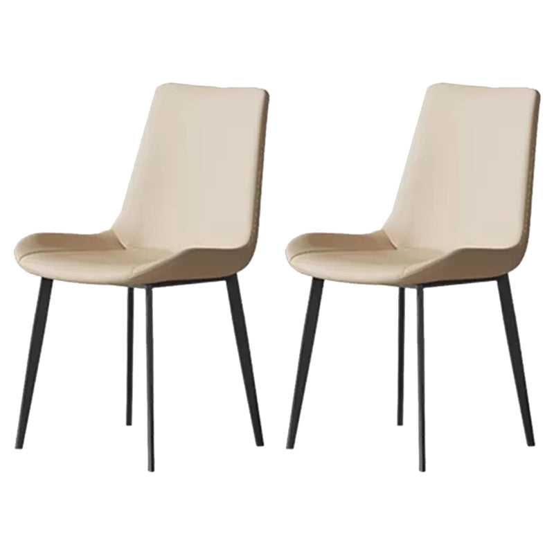 Sillas de comedor de cuero con respaldo sólido de estilo industrial para uso doméstico (juego de 2)