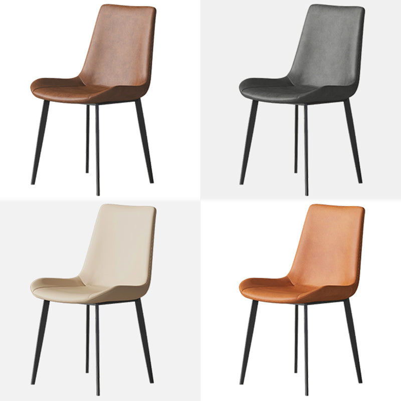 Sillas de comedor de cuero con respaldo sólido de estilo industrial para uso doméstico (juego de 2)