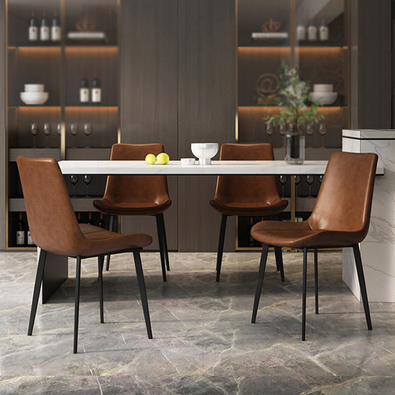 Sillas de comedor de cuero con respaldo sólido de estilo industrial para uso doméstico (juego de 2)
