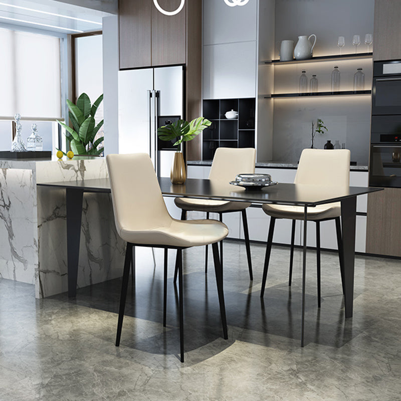 Sillas de comedor de cuero con respaldo sólido de estilo industrial para uso doméstico (juego de 2)