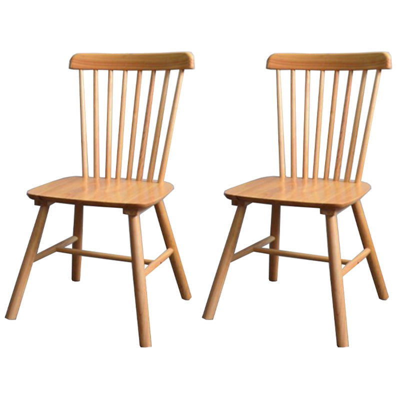 Silla de comedor contemporánea de madera de caucho Windsor con respaldo de madera natural (juego de 2)