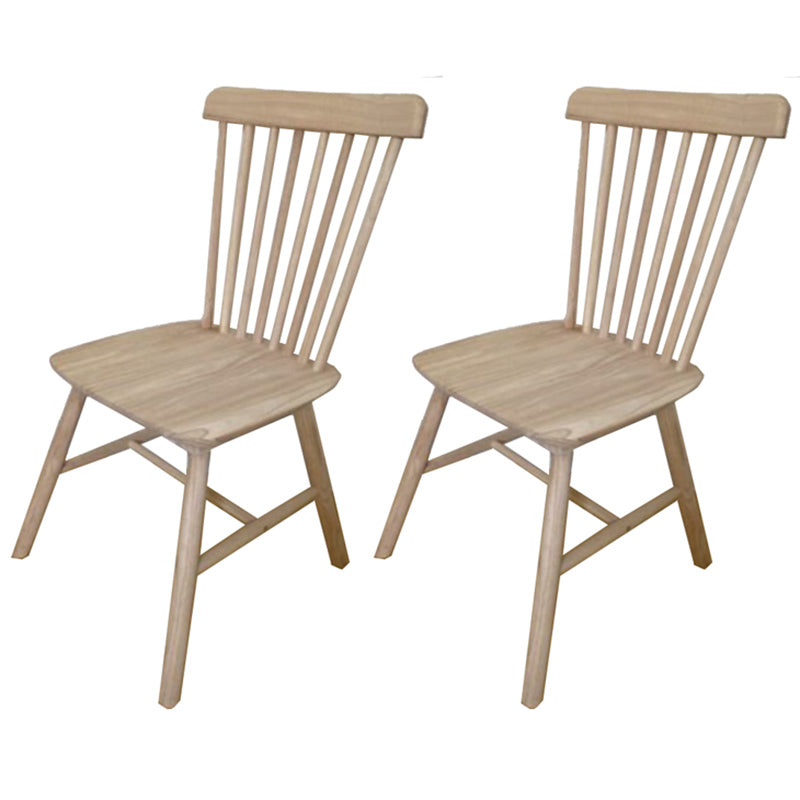 Silla de comedor contemporánea de madera de caucho Windsor con respaldo de madera natural (juego de 2)