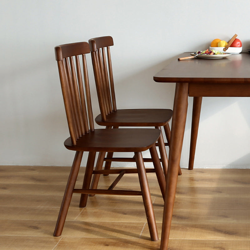 Silla de comedor contemporánea de madera de caucho Windsor con respaldo de madera natural (juego de 2)