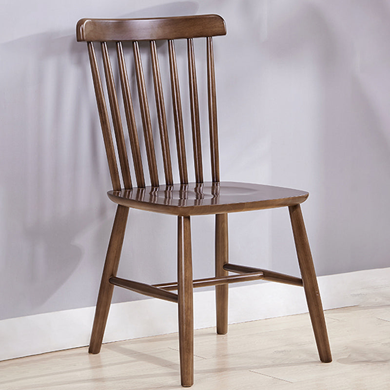 Silla de comedor contemporánea de madera de caucho Windsor con respaldo de madera natural (juego de 2)