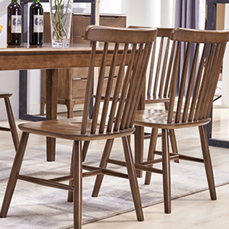 Silla de comedor contemporánea de madera de caucho Windsor con respaldo de madera natural (juego de 2)