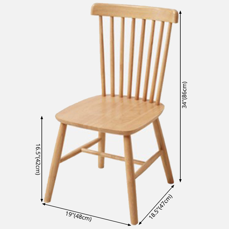 Silla de comedor contemporánea de madera de caucho Windsor con respaldo de madera natural (juego de 2)