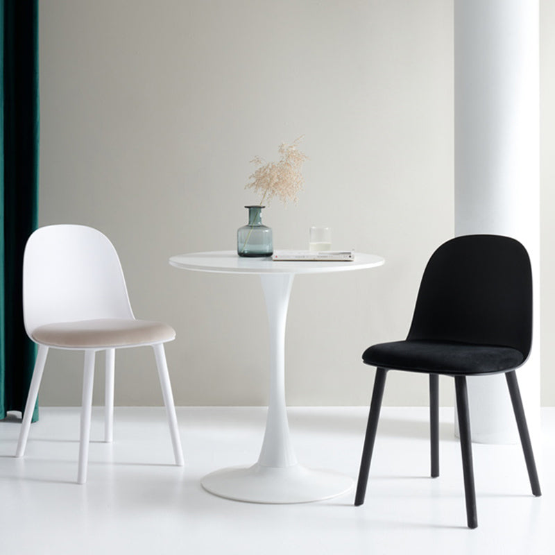 Sillas de cena sin brazos de plástico escandinavo, silla lateral sólida interior con parte trasera