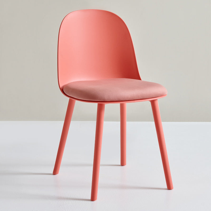 Sillas de cena sin brazos de plástico escandinavo, silla lateral sólida interior con parte trasera