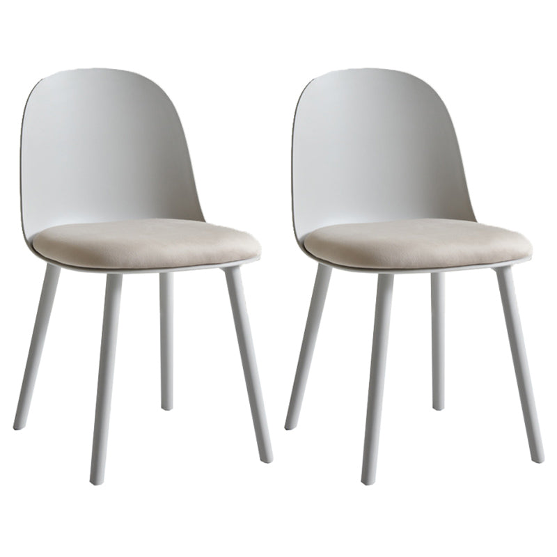 Sillas de cena sin brazos de plástico escandinavo, silla lateral sólida interior con parte trasera