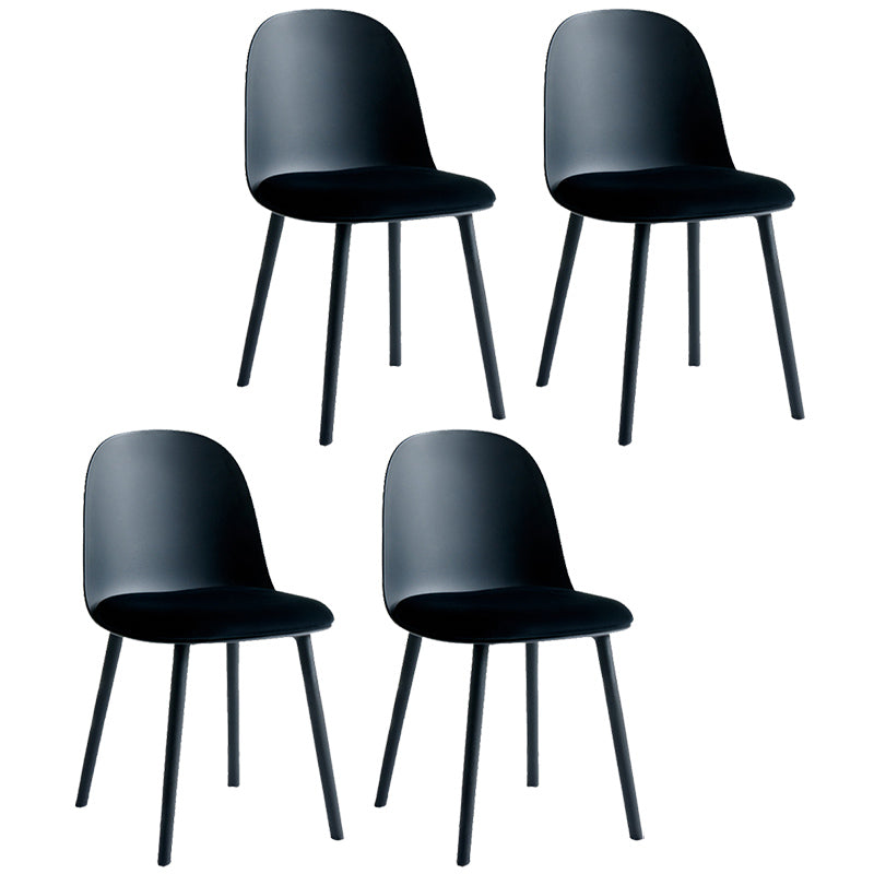 Sillas de cena sin brazos de plástico escandinavo, silla lateral sólida interior con parte trasera