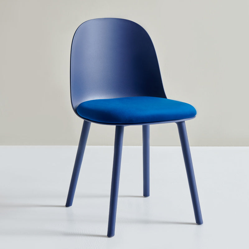 Sillas de cena sin brazos de plástico escandinavo, silla lateral sólida interior con parte trasera
