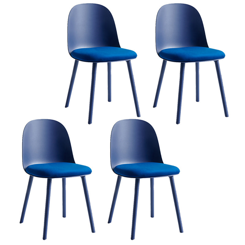 Sillas de cena sin brazos de plástico escandinavo, silla lateral sólida interior con parte trasera