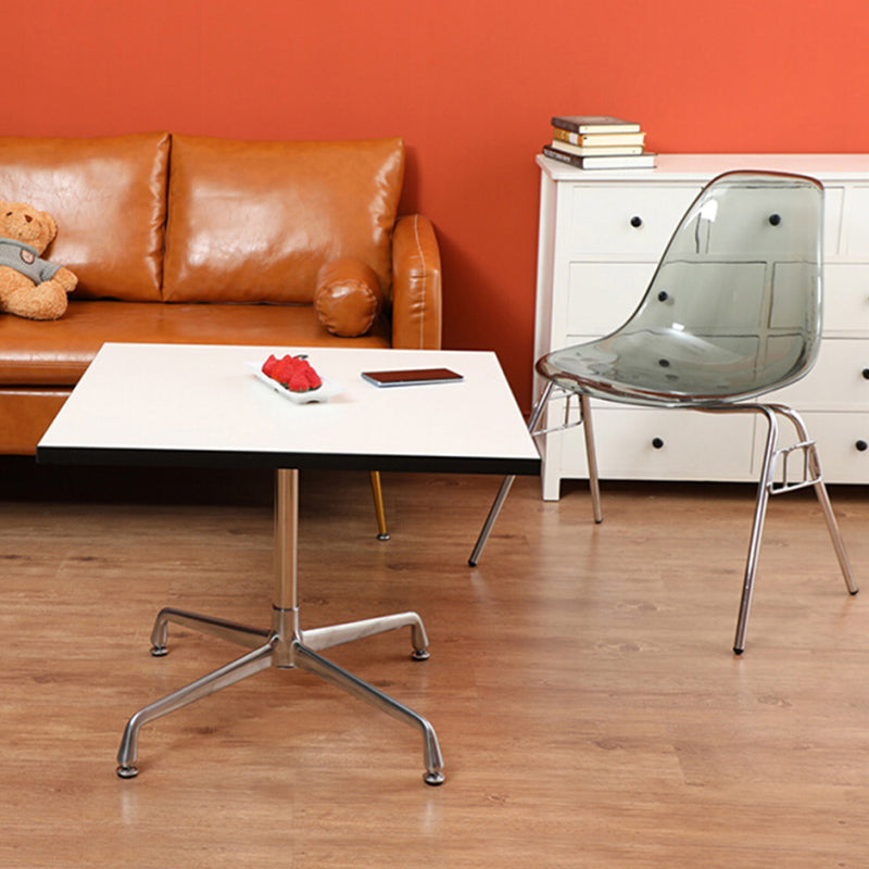 Stackable Armless Dining Chairs Solid Back Side Chairs with Metal Legs