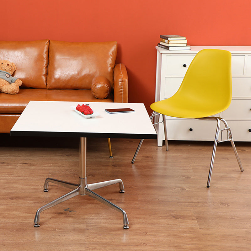 Stackable Armless Dining Chairs Solid Back Side Chairs with Metal Legs